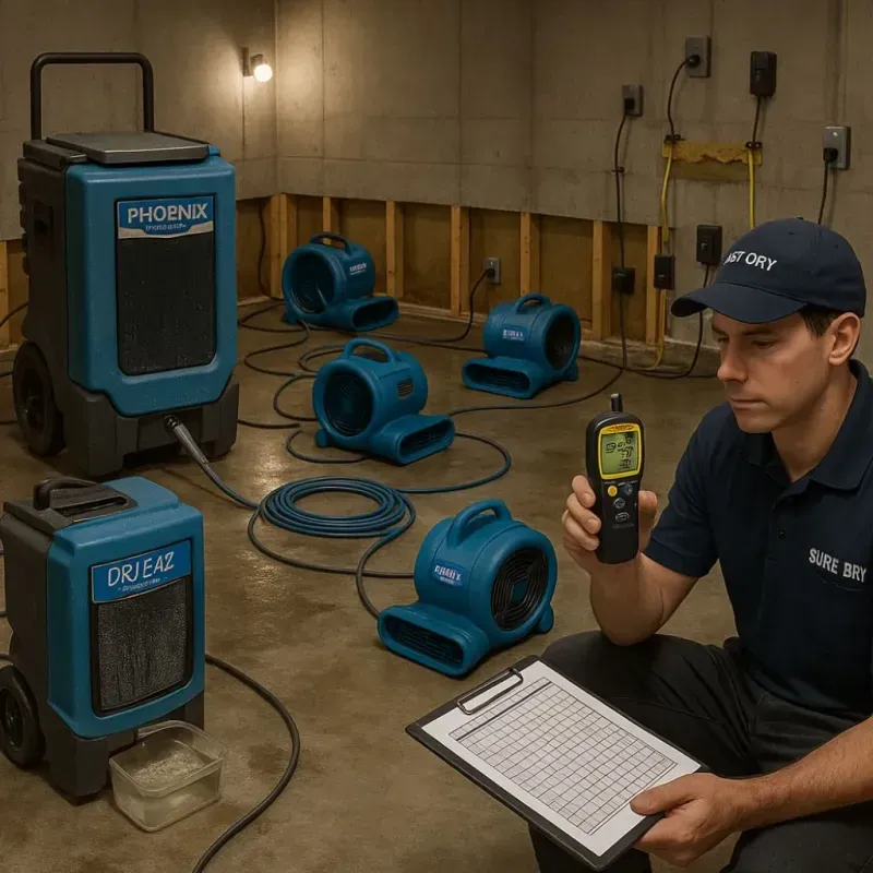 Structural Drying and Dehumidification process in West Canton, NC